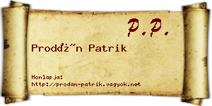 Prodán Patrik névjegykártya