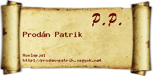 Prodán Patrik névjegykártya